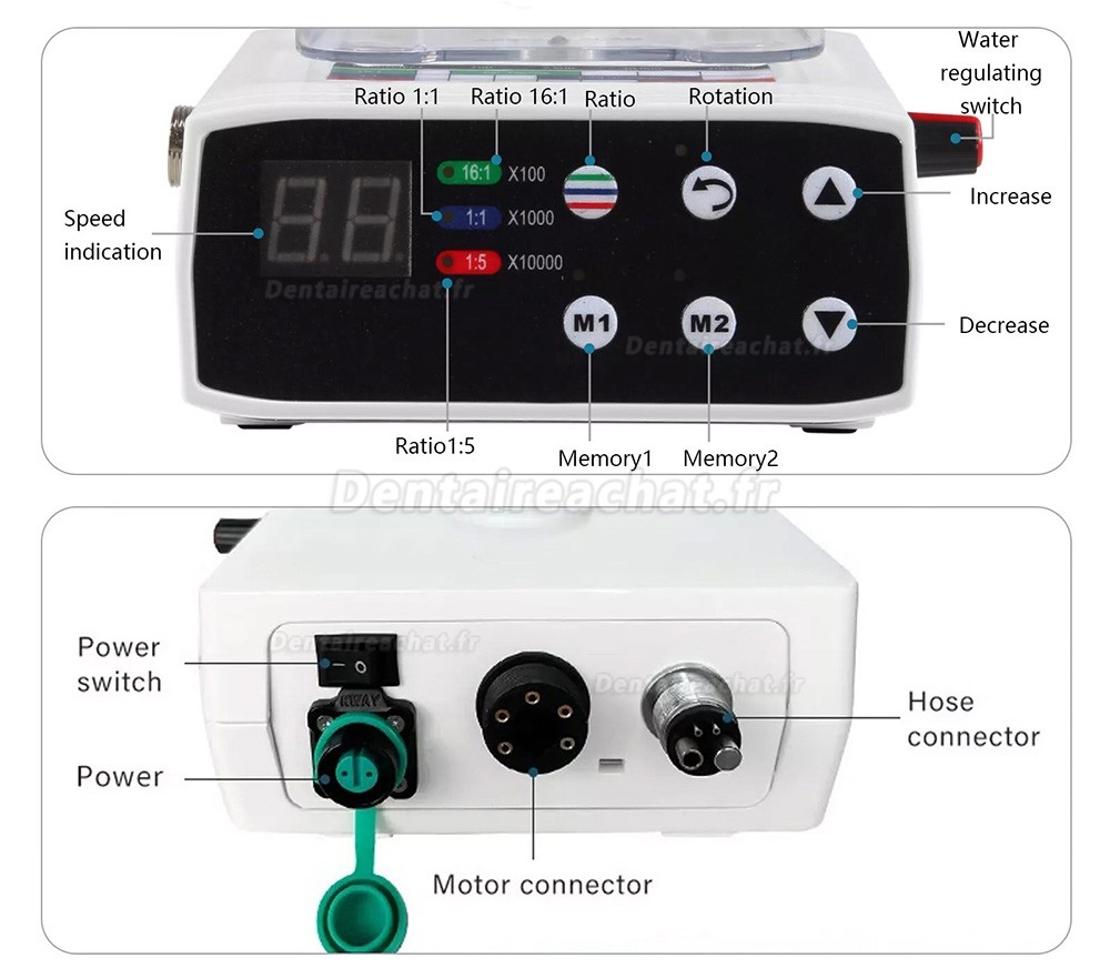 Micromoteur électrique dentaire sans balais à LED avec réservoir d'eau